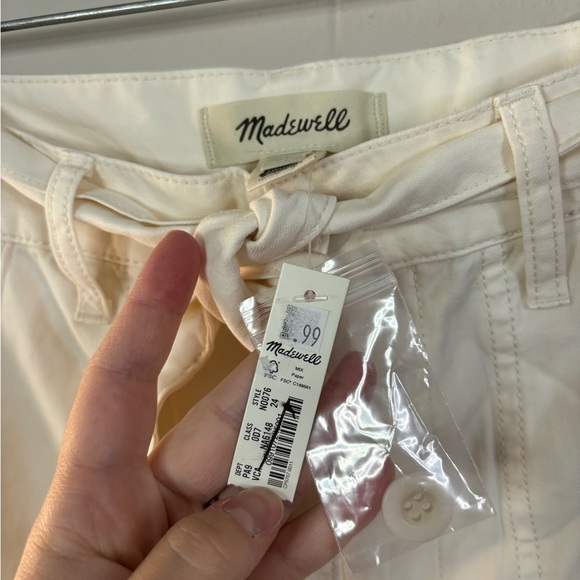 Madewell superwide griff utility pants cargo waist tie size 24 cream new - Picture 5 of 6